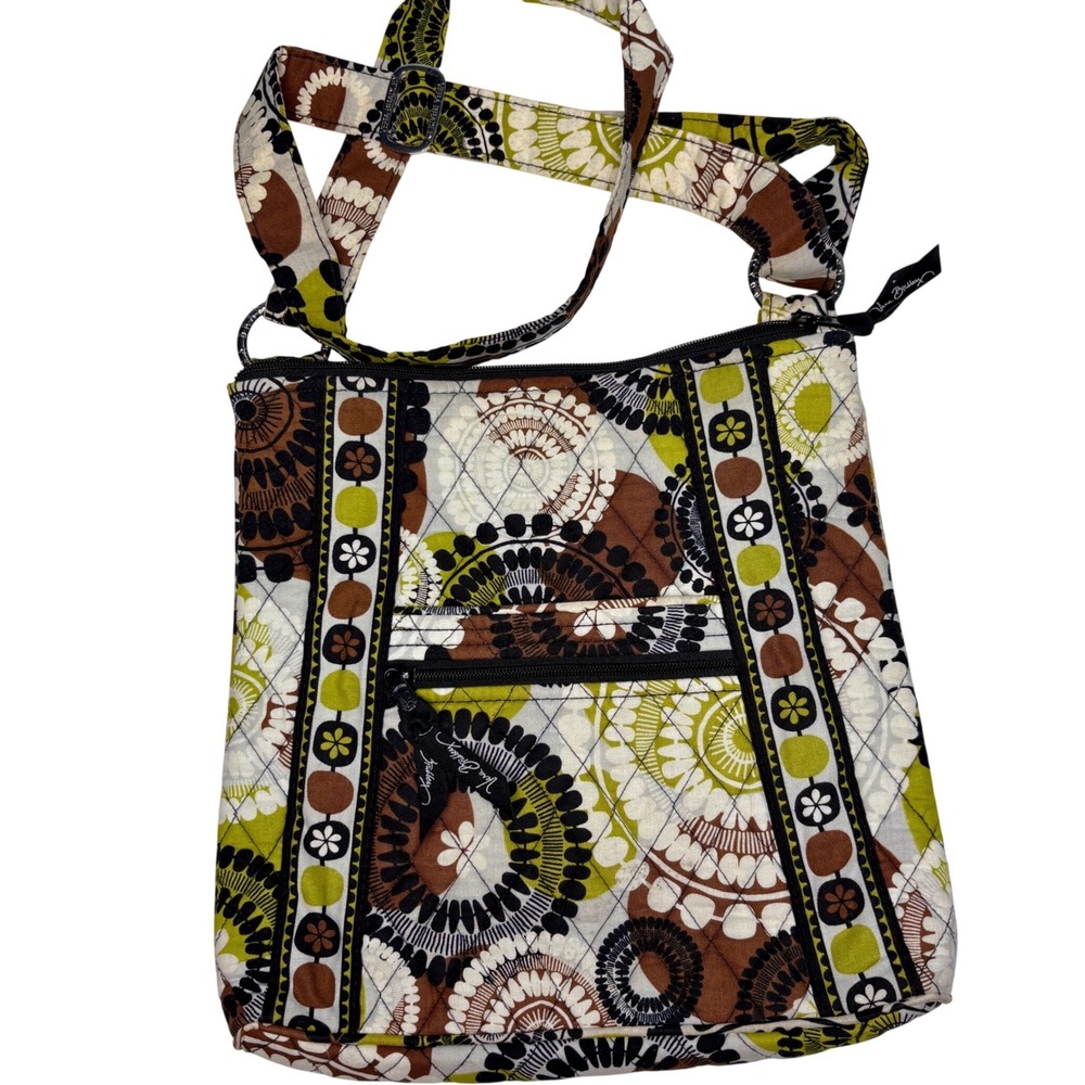 Vera Bradley Crossbody Quilted Cotton Retired Bag Brown Green Purse Earthy Cargo